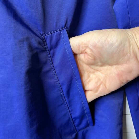 Eileen Fisher Coat Women Size Small Royal Blue A Line Button Down Trench - Picture 5 of 16